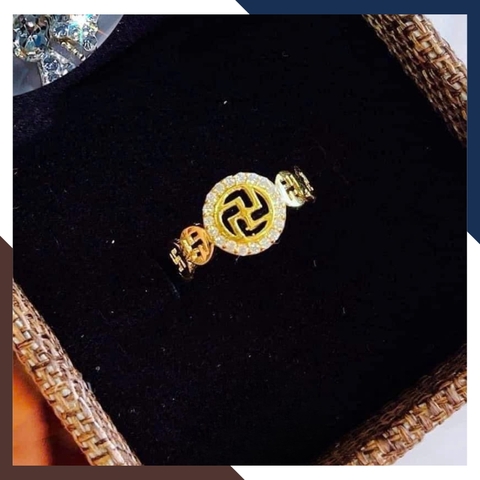 Nhẫn Chữ Vạn Vàng tây 10k Mã NVN66 - May Mắn, Tài Lộc Và Bình An