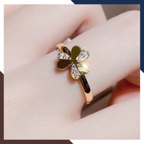 Nhẫn Cỏ 3 Lá Vàng Tây 10k Cho Nữ Đẹp NVN211