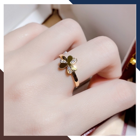 Nhẫn Cỏ 3 Lá Vàng Tây 10k Cho Nữ Đẹp NVN211