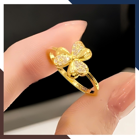 Nhẫn Cỏ 3 Lá Vàng Tây 10k Cho Nữ Đẹp NVN211