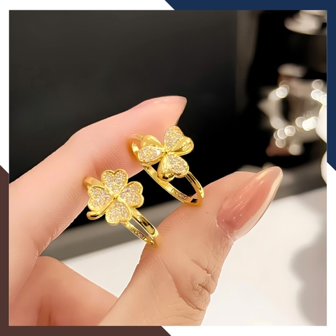 Nhẫn Cỏ 3 Lá Vàng Tây 10k Cho Nữ Đẹp NVN211