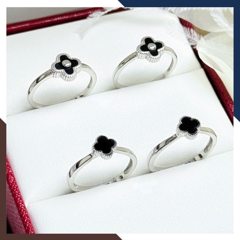 Nhẫn Cỏ 4 Lá Vàng Tây Sơn Đen Cho Nữ NVN230 | Vàng Trắng 10k