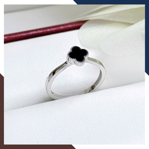 Nhẫn Cỏ 4 Lá Vàng Tây Sơn Đen Cho Nữ NVN230 | Vàng Trắng 10k