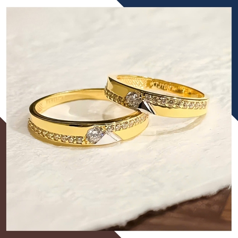 Nhẫn Cưới 1 Chỉ Vàng Tây 10k Đính Đá Đơn Giản NVCD80 – Tinh Tế & Tiết Kiệm Cho Cặp Đôi Trẻ