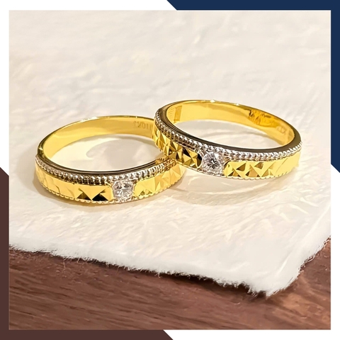 Nhẫn Cưới 1 Chỉ Vàng Tây 10k Đính Đá Đơn Giản NVCD80 – Tinh Tế & Tiết Kiệm Cho Cặp Đôi Trẻ