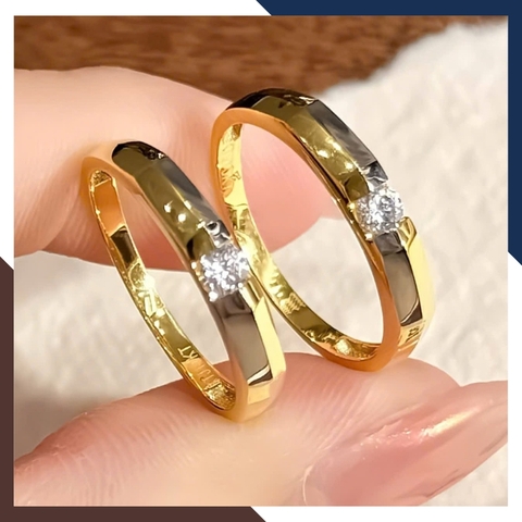 Nhẫn Cưới 1 Chỉ Vàng Tây 10k Đính Đá Đơn Giản NVCD80 – Tinh Tế & Tiết Kiệm Cho Cặp Đôi Trẻ