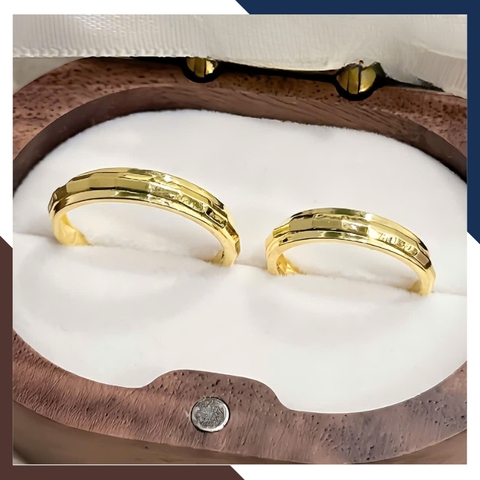 Nhẫn Cưới Trơn Đẹp, Nhẫn Cặp Đôi 1 Chỉ Vàng Tây 10k Không Đính Đá Giá Rẻ NVCD116