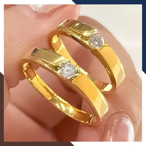 Nhẫn Cưới Trơn Đẹp, Nhẫn Cặp Đôi 1 Chỉ Vàng Tây 10k Không Đính Đá Giá Rẻ NVCD116