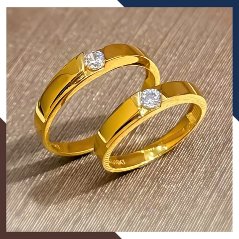 Nhẫn Cưới Trơn Đẹp, Nhẫn Cặp Đôi 1 Chỉ Vàng Tây 10k Không Đính Đá Giá Rẻ NVCD116
