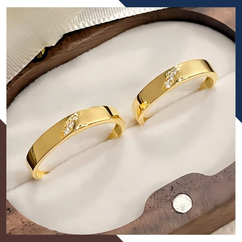 Nhẫn Cưới Trơn Đẹp, Nhẫn Cặp Đôi 1 Chỉ Vàng Tây 10k Không Đính Đá Giá Rẻ NVCD116