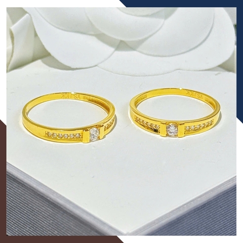 Nhẫn Cưới Vàng Tây 10k 1 Chỉ Đẹp NVCD135 – Mẫu Mới Đính Đá Cho Cặp Đôi Ngày Trọng Đại