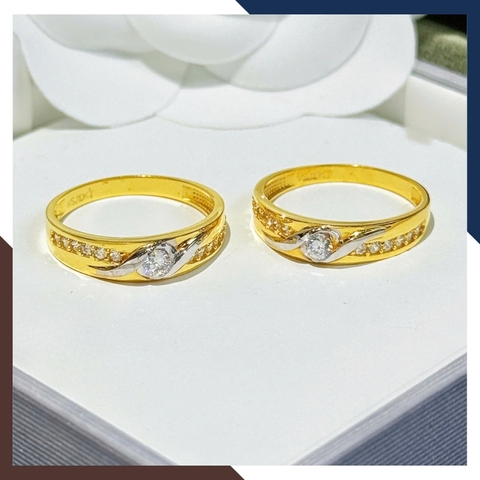Nhẫn Cưới Vàng Tây 10k 1 Chỉ Đẹp NVCD135 – Mẫu Mới Đính Đá Cho Cặp Đôi Ngày Trọng Đại