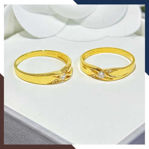 Nhẫn Cưới Vàng Tây 10k 1 Chỉ Đẹp NVCD135 – Mẫu Mới Đính Đá Cho Cặp Đôi Ngày Trọng Đại
