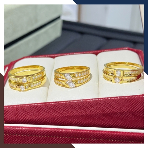 Nhẫn Cưới Vàng Tây 10k 1 Chỉ Đẹp NVCD135 – Mẫu Mới Đính Đá Cho Cặp Đôi Ngày Trọng Đại