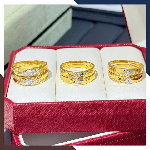 Nhẫn Cưới Vàng Tây 10k 1 Chỉ Đẹp NVCD135 – Mẫu Mới Đính Đá Cho Cặp Đôi Ngày Trọng Đại
