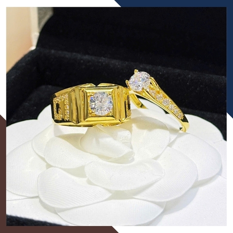Nhẫn Cưới Vàng Tây 10k Bản To Đẹp Đính Đá Mã NVCD71 – Thiết Kế Mạnh Mẽ Cho Cặp Đôi Cá Tính