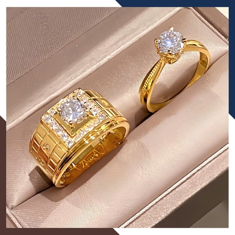 Nhẫn Cưới Vàng Tây 10k Bản To Đẹp Đính Đá NVCD102 – Thiết Kế Tinh Xảo, Sang Trọng & Nổi Bật