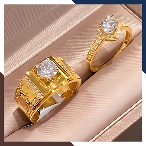 Nhẫn Cưới Vàng Tây 10k Bản To Đẹp Đính Đá NVCD102 – Thiết Kế Tinh Xảo, Sang Trọng & Nổi Bật