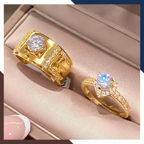 Nhẫn Cưới Vàng Tây 10k Bản To Đẹp Đính Đá NVCD102 – Thiết Kế Tinh Xảo, Sang Trọng & Nổi Bật