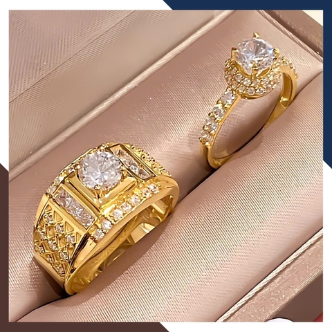 Nhẫn Cưới Vàng Tây 10k Bản To Đẹp Đính Đá NVCD102 – Thiết Kế Tinh Xảo, Sang Trọng & Nổi Bật