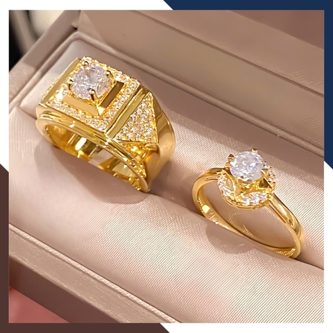 Nhẫn Cưới Vàng Tây 10k Bản To Đẹp Đính Đá NVCD102 – Thiết Kế Tinh Xảo, Sang Trọng & Nổi Bật