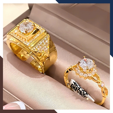 Nhẫn Cưới Vàng Tây 10k Bản To Đẹp Đính Đá NVCD102 – Thiết Kế Tinh Xảo, Sang Trọng & Nổi Bật