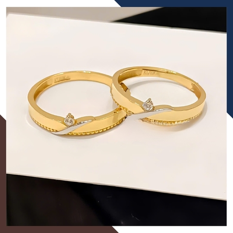 Nhẫn Cưới Vàng Tây 10k Đính Đá CZ Đẹp NVCD151 - Cho Cặp Đôi Trẻ Trung & Hiện Đại