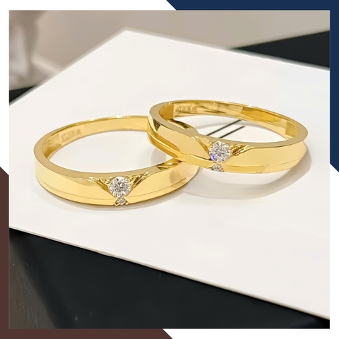 Nhẫn Cưới Vàng Tây 10k Đính Đá CZ Đẹp NVCD151 - Cho Cặp Đôi Trẻ Trung & Hiện Đại