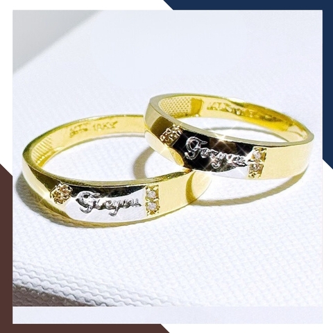 Nhẫn cưới vàng tây trơn dưới 1 chỉ, nhẫn cặp đôi nam nữ vàng 10k khắc chữ For You mã TL75