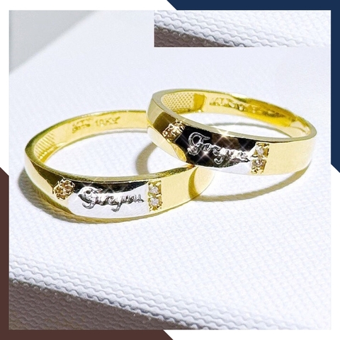 Nhẫn cưới vàng tây trơn dưới 1 chỉ, nhẫn cặp đôi nam nữ vàng 10k khắc chữ For You mã TL75