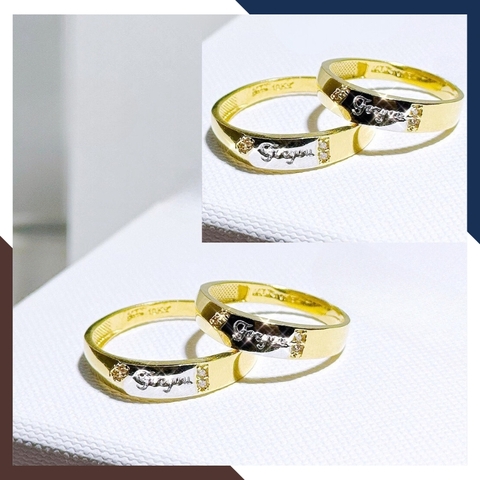 Nhẫn cưới vàng tây trơn dưới 1 chỉ, nhẫn cặp đôi nam nữ vàng 10k khắc chữ For You mã TL75