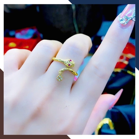 Nhẫn Hình Con Rắn Vàng Tây 10k Cho Nữ Mã NVN61 - Kiểu Dáng Nhẫn Hở Freesize