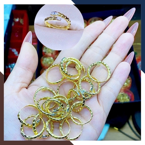 Nhẫn Hình Con Rắn Vàng Tây 10k Cho Nữ Mã NVN61 - Kiểu Dáng Nhẫn Hở Freesize