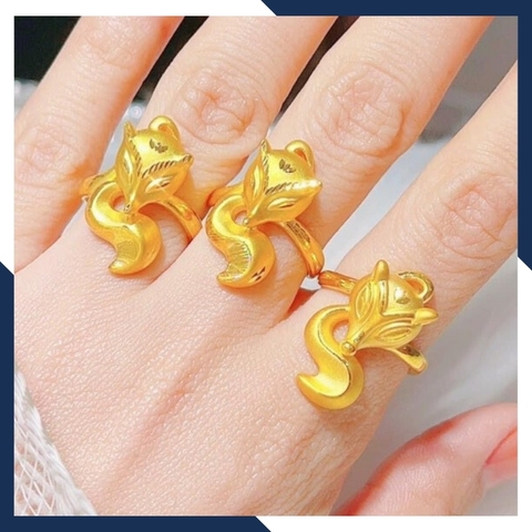 Nhẫn hồ ly vàng 9999 24k phong thuỷ cho nữ mã NPT13