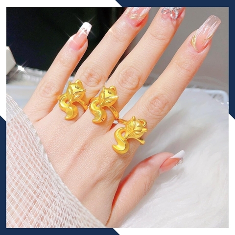 Nhẫn hồ ly vàng 9999 24k phong thuỷ cho nữ mã NPT13