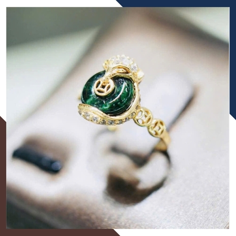 Nhẫn Hồ Thiên Cửu Vận Vàng Tây 10k Đính Đá Tự Nhiên NPT48 – Bảo Vật Cho Nữ Mệnh Mộc & Hỏa