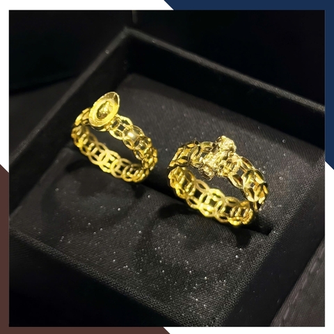 Nhẫn Kim Tiền Thỏi Vàng Thần Tài Mã NVN67 | Vàng Tây 10k 416