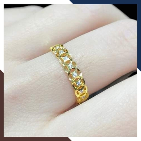 Nhẫn kim tiền vàng, nhẫn đồng tiền vàng tây 10k cho nữ ngày vía thần tài mã TL37