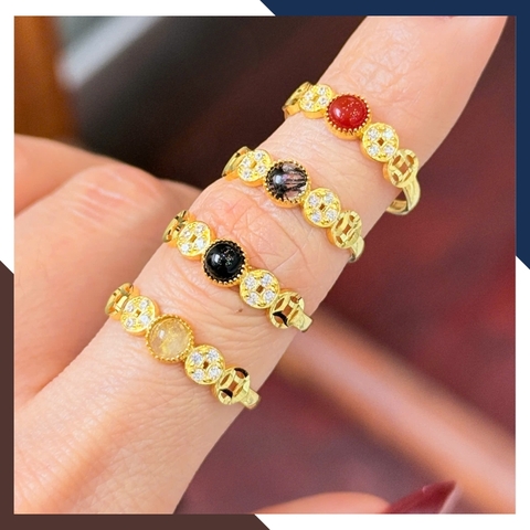 Nhẫn Kim Tiền Vàng Nữ NVNU437 – Vàng 10K Đính Đá Tự Nhiên, Thiết Kế Thanh Lịch