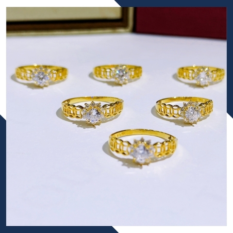 Nhẫn kim tiền vàng tây 10k đính đá tài lộc ngày vía thần tài cho nữ mã 1047TL35