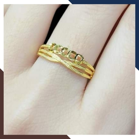 Nhẫn kim tiền vàng tây 10k, nhẫn đồng tiền 3 vòng vàng thật cho nữ ngày vía thần tài mã TL31