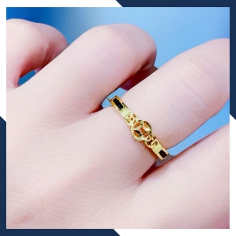 Nhẫn lông voi kim tiền vàng tây 10k, nhẫn kim tiền lông voi may mắn tài lộc mã TL40.43