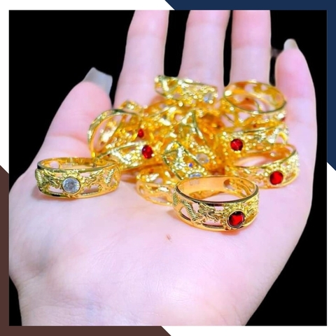 Nhẫn Nam Rồng Vàng Song Long Chầu Nguyệt NVNA17 | Vàng Tây 10k