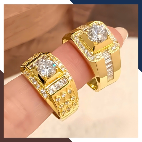 Nhẫn Nam Vàng Tây 10k 1 Chỉ Đính Hột Đá Trắng Sang Trọng & Lịch Lãm NVNA49