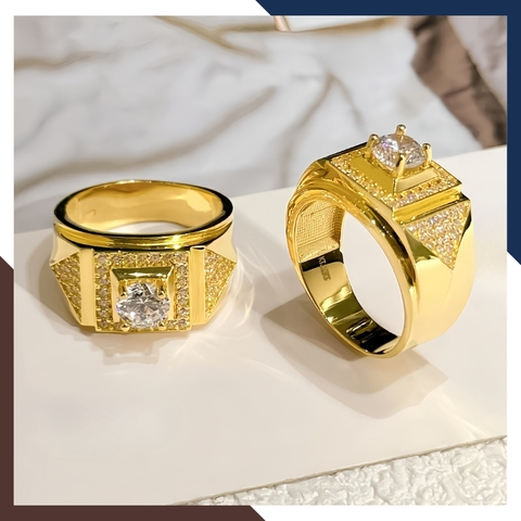 Nhẫn Nam Vàng Tây 10k Đính Hột Đá Trắng Nhiều Mẫu Mới Đẹp NVNA39 – Bật Lên Khí Chất Quý Ông Hiện Đại