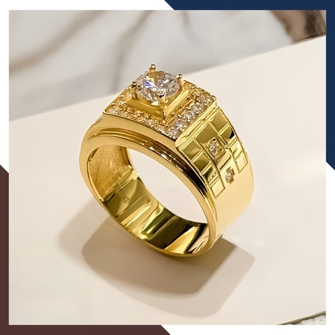 Nhẫn Nam Vàng Tây 10k Đính Hột Đá Trắng Nhiều Mẫu Mới Đẹp NVNA39 – Bật Lên Khí Chất Quý Ông Hiện Đại