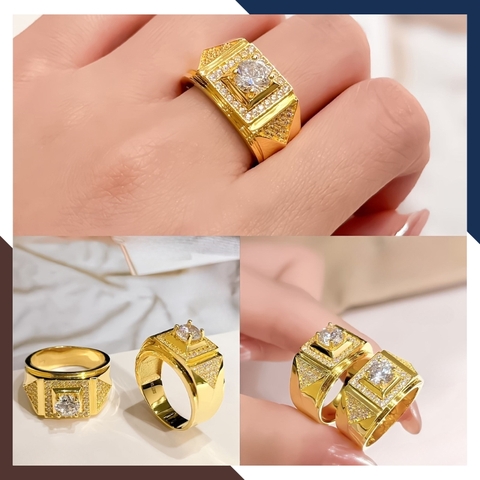 Nhẫn Nam Vàng Tây 10k Đính Hột Đá Trắng Nhiều Mẫu Mới Đẹp NVNA39 – Bật Lên Khí Chất Quý Ông Hiện Đại