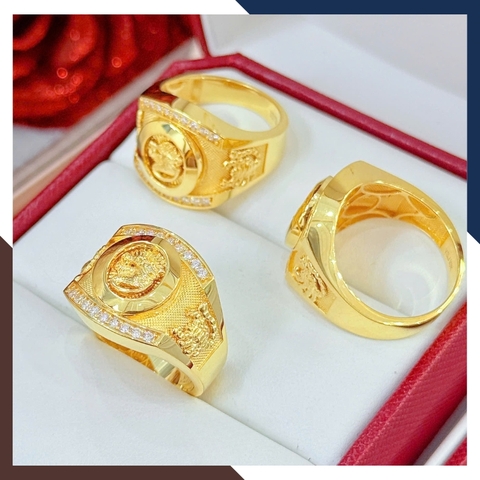 Nhẫn Nam Vàng Tây 10k Mặt Vuông/ Tròn Đính Hột Đá Trắng NVNA60 – Nhiều Mẫu Đẹp & Nam Tính