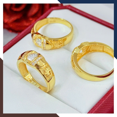 Nhẫn Nam Vàng Tây 10k Mặt Vuông/ Tròn Đính Hột Đá Trắng NVNA60 – Nhiều Mẫu Đẹp & Nam Tính