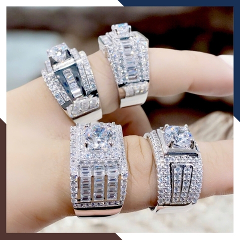Nhẫn Nam Vàng Trắng 10k Đính Đá CZ Mã NVNA93 – Lịch Lãm, Sang Trọng, Đậm Chất Doanh Nhân